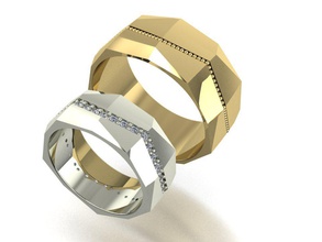 mariage anneaux visages 2 tailles 3d impression modèle in 3dexport bijoux imprimable bague goujat gemmes femelle femmes exclusif stl obj mode or cnc 3d print model - Mito3D