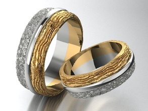 Boda anillos textura agua madera tamaños joyería joya patrón imprimible anillo canalla gemas hembra mujer exclusivo stl obj Moda oro impresión cnc 3d print model - Mito3D