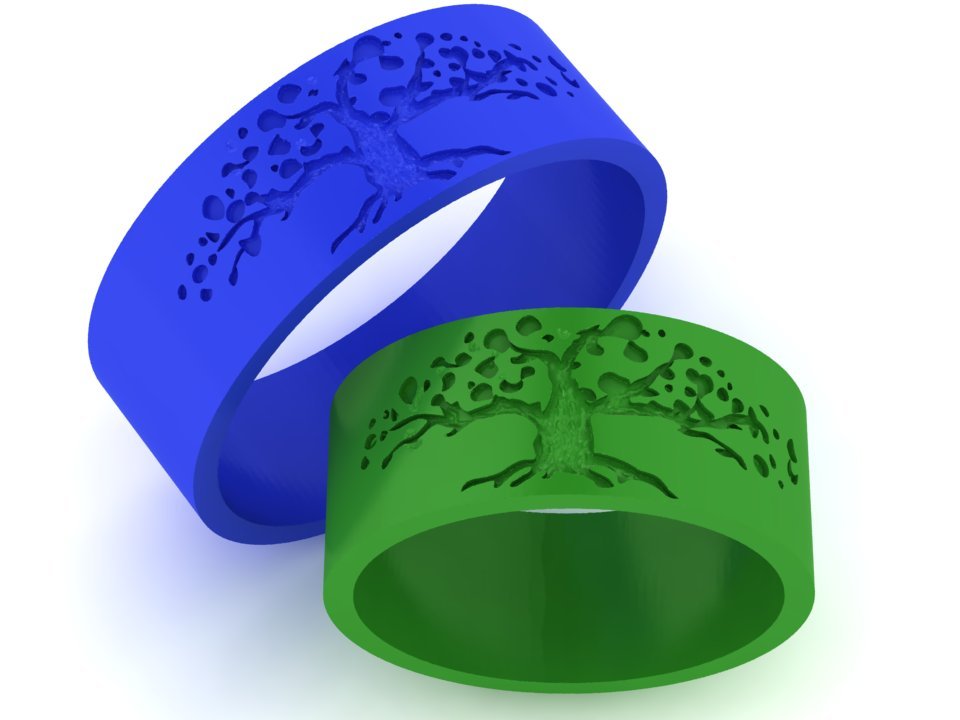 boda anillos árbol of vida 3d impresión modelo in 3dexport joyería joya hojas patrón imprimible anillo canalla gemas hembra mujer exclusivo stl obj moda oro 3D print model - Mito3D