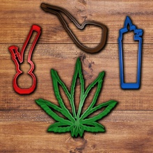 weed marihuana cookie cutter set 3d print model in kitchen dining 3dexport fondant pipe bong lighter 3d print model - Mito3D