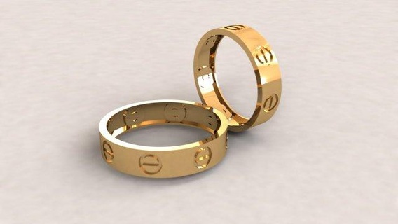 désherbage bague 008 anneaux bijoux bijou mariage engagement wedding ring or 3d print model - Mito3D