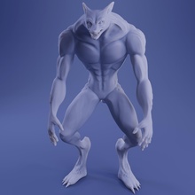 werefox 3d print model in monsters & creatures 3dexport fox wolf scifi space beast arctic werewolf creature howl future fantasy printing animal horror night games toys 3d print model - Mito3D