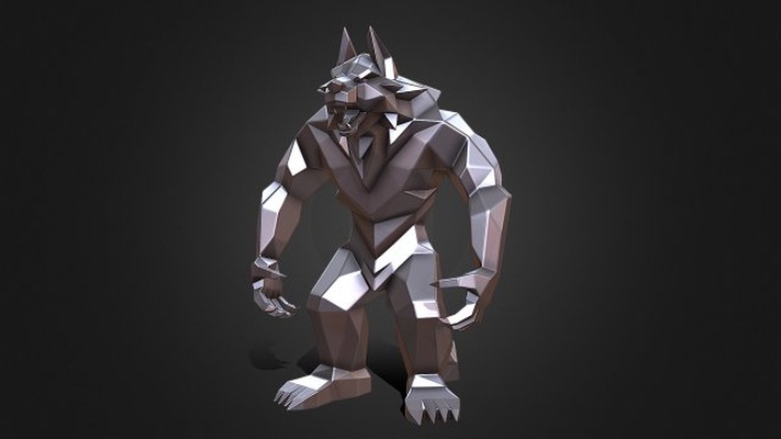 werewolf 3d print model in monsters & creatures 3dexport wolf monster wolfman likan 3dprinted 3dprinting art gift printready lowpoly 3dprint decor interior miniatures sculpture statue toy 3d print model - Mito3D