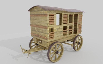 western goods wagon wooden cart farm village wood game 3d model fbx obj medieval pbr realistic wheel carriage vehicle transportation wild 3d print model - Mito3D
