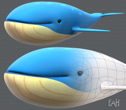 ballena v01 átomos animal animales animación base malla cuerpo dibujos animados personaje juego acuático pez lowpoly mamífero Oceano realista salvaje fauna silvestre zoo 3d print model - Mito3D