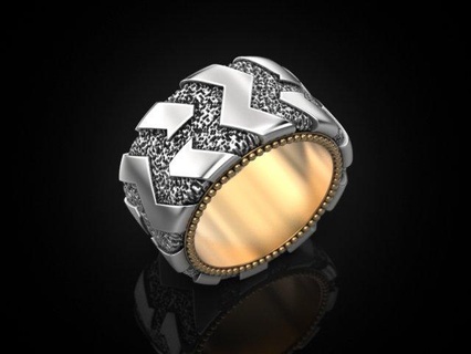 roda anel argolas joalheria impressão 3dprinted jóias imprimível Projeto jóia dourado ouro prototipagem prata Casamento motociclista escurecimento textura 3d print model - Mito3D