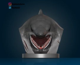 white shark bust 3d print model in animals 3dexport head free animal art peane 3d print model - Mito3D