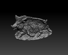 sauvage sanglier cendrier 3d impression modèle in scans répliques 3dexport animal décoration sculpture chasse 3d print model - Mito3D