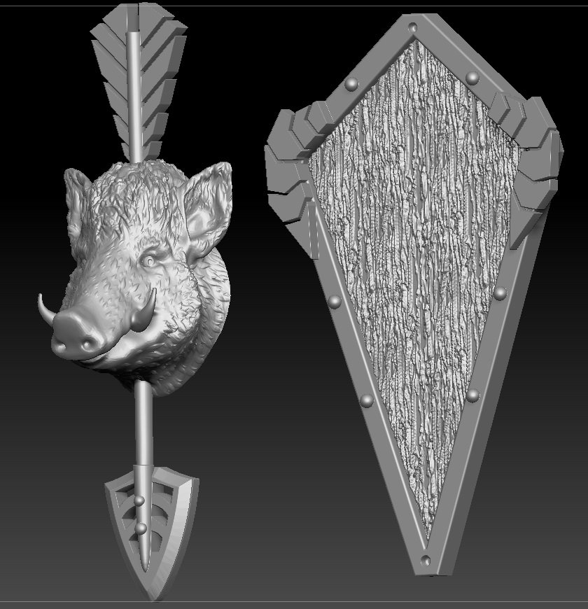 wild boar head trophy pendant 3d print model in pendants 3dexport jewelry hunter printable jewellery gold beast silver stl 3ds obj cad high poligonal nature 3D print model - Mito3D