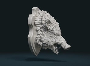 wild eber montiert kopf 3d drucken modell 3dexport schwein tier tanne wald kreatur zügellos taxidermie dekoration 3d print model - Mito3D