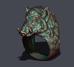 javali anel 2019 animais ouro caçar jóia jóias mamífero natureza porco piggy a carne de printable pumba anéis prata selvagem wildboar vida 3d print model - Mito3D