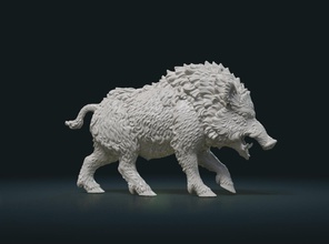 sauvage sanglier 3d impression modèle in figurines 3dexport porc bête sapin animal forêt créature rampant 3d print model - Mito3D