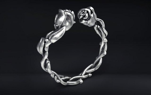 sauvage roses bague anneaux Rose épine épines mode Goth Roche fleur argent bijoux or l'amour audacieux ancien prunellier mariage 3d print model - Mito3D