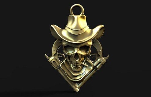 wild west skull pendants pendant jewelry jewel 3d print model - Mito3D