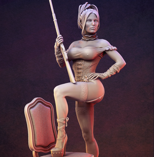 wild west woman nsfw pre-supported figurines pinup pin-up western girl female hair cowgirl 3d print model - Mito3D