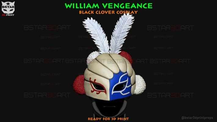 william vengeance mask - black clover cosplay 3d print model in toys 3dexport solo leveling costumes anime chainsaw man halloween weapon helmet toy accessories games 3d print model - Mito3D