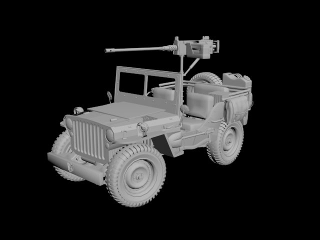 willys army jeep 3d model in transport 3dexport military war 3D print model - Mito3D