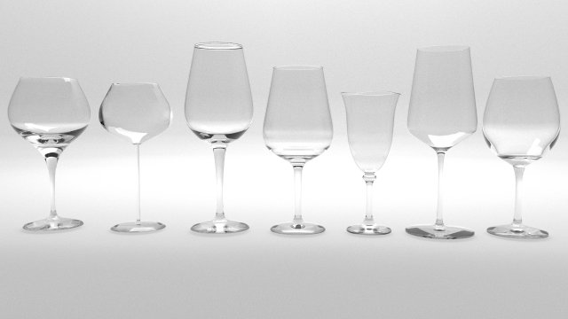 vino bicchiere impostato cristalleria bicchieri bevanda ubriaco alcol stoviglie domestico collezione 3D print model - Mito3D