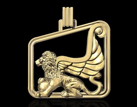 winged lion-sphinx pendant 3d printable pendants gold silver platinum sterling lion sphinx mythical men women fashion stylish amimal wings stl jewellry 3d print model - Mito3D