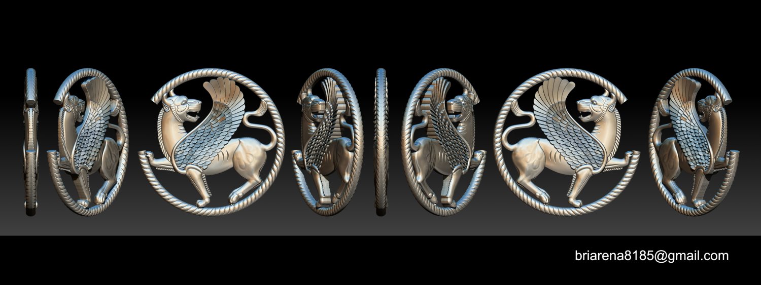 winged lion cnc 3d printer print model in pendants 3dexport pendant jewelry leo wings sculpture statue gypsum wing gryphon griffon lioness panther puma venice art 3D print model - Mito3D
