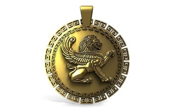 winged lion pendant 3d print model in pendants 3dexport wings feline animal mythology fantasy jewelry jewel art fashion 3d print model - Mito3D