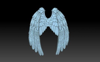 wings 3d print model in 3dexport cnc wing pedant feathery feathered eagle angel bird winged relief 3d print model - Mito3D