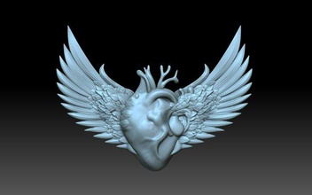 ali cuore 3d stampa modello in 3dexport amore san valentino motociclista tatoo cnc pedante gioielleria 3d print model - Mito3D