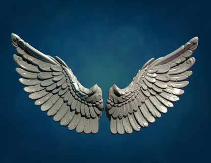 kanatlar heykel güvercin kutsal ruh takı kuş tüyü kanat 3d print model - Mito3D
