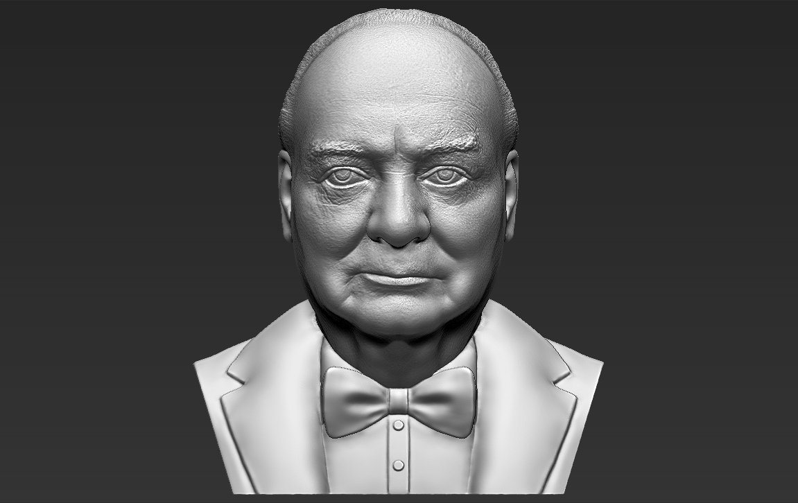 winston churchill buste de l'impression 3d ready stl, obj le politicien la politique célèbre chef file - unies uni trump reine elizabeth ww2 guerre staline roosevelt 3D print model - Mito3D