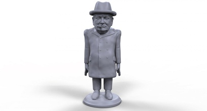 winston churchill stylized high quality 3d printable miniature man people figure sculpture historical ww2 allied england british winston-churchill board-game statue leader political prime-minister 3d print model - Mito3D