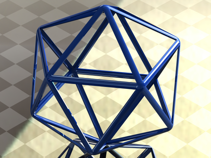 wireframe icosahedron mathematical art wire frame three dimensional sample rendering cube 3d printing technology technique geometric plastic printable design shape objects 3d print model - Mito3D