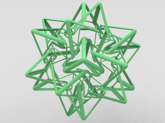 tel kafes şekil bileşik of dörtyüzlü 3d yazdır model in matematiksel sanat 3dexport düzenli yüzlü bileşikler yıldızlık icosahedron dodecahedron rotasyonel ikosahedral simetri platonik katılar tepe aranjman formlar yontma 3d print model - Mito3D