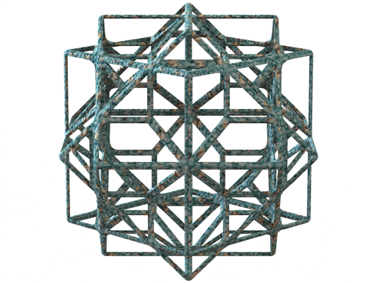 wireframe forma composto of cubi 3d stampa modello in matematico arte 3dexport geometria uniforme poliedro ottaedrico simmetria cubo bordi ottaedro facce piazze troncato gradi coordinate vertici forme 3d print model - Mito3D