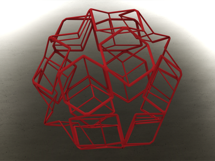 wireframe shape dodecadodecahedron mathematical art geometry uniform polyhedron great dodecahedron stellated hexagons circles spherical icosahedron geodesic constructions plastic printable design complex 3d print model - Mito3D