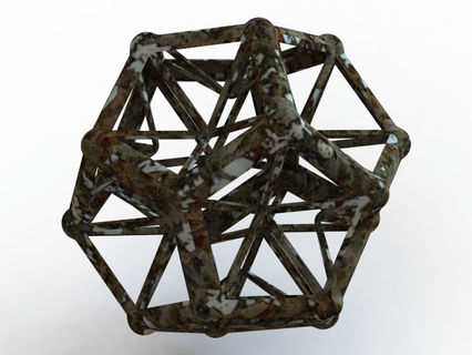 wireframe shape excavated dodecahedron mathematical art geometry star polyhedron pentagonal pyramids great stellated dodecahedral icosahedral equilateral triangles magnus wenninger facetting hexagons polyhedra 3d print model - Mito3D