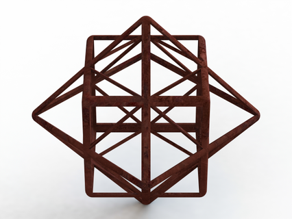 wireframe forma stellazione cubottaedro matematico arte wireframe forma stellazione cubottaedro poliedro poliedrico composto ottaedro cubo platonico solido ottaedrico simmetria romboidale dodecaedro triangolare piramidi archimede archimede 3d print model - Mito3D