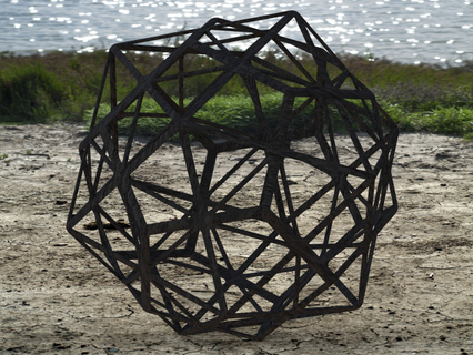 wireframe shape first stellation icosidodecahedron mathematical art compound icosahedron dodecahedron stellations rhombic puzzles polyhedra octahedron tetrahedra cube triangle square dipyramids faces form 3d print model - Mito3D
