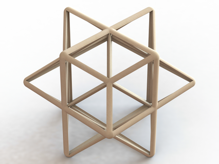 wireframe shape first stellation rhombic dodecahedron mathematical art geometry polyhedron polyhedral compound octahedra tessellate stellated dodecahedral honeycomb solid simple polygons 3d print model - Mito3D