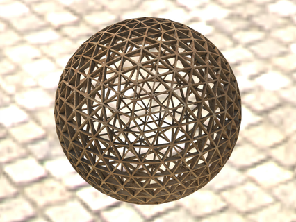 wireframe shape frequency geodesic sphere mathematical art triangle brown decoration decorative design element minimalist ornamental ornate polygon polygonal colorful creative curve beautiful 3d print model - Mito3D