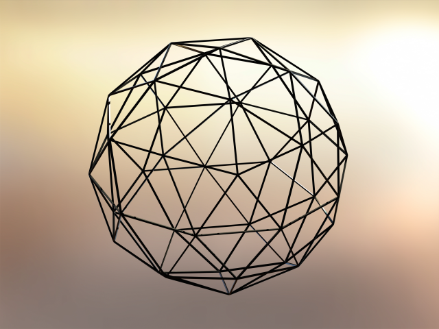 wireframe forma geodetica poliedro sfera matematico arte geometrico geometria figura modulo solido astratto complesso soluzione continuità plastica stampabile parte design moderno 3D print model - Mito3D
