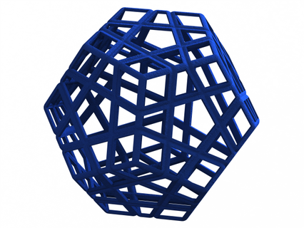 wireframe shape geometric megaminx cube mathematical art mesh pattern design math complex angle geometry rubik wire plastic printable printing modern 3d print model - Mito3D