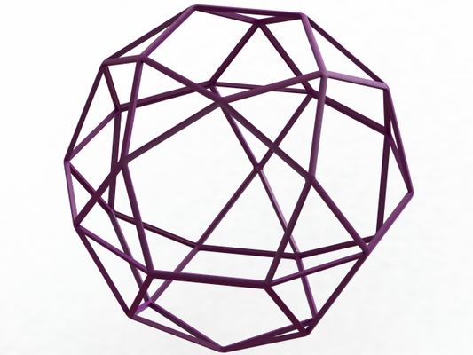 wireframe shape pentagonal orthobirotunda 3d print model in mathematical art 3dexport geometry decoration solids rotundae decagonal faces convex polyhedra regular polygon uniform platonic archimedean prisms antiprisms icosidodecahedron gyrobirotunda rotation 3d print model - Mito3D
