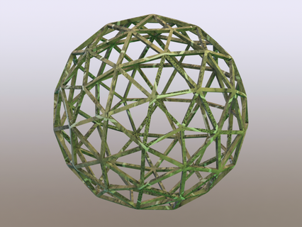 tel kafes şekil pentakiler haşlamak dodecahedron matematiksel Sanat dışbükey çokyüzlü üçgensel yüzler kiral ikosahedral simetri jeodezik küresel beşgen üçgenler beşgenler kenarlar Katalanca arşimet 3d print model - Mito3D
