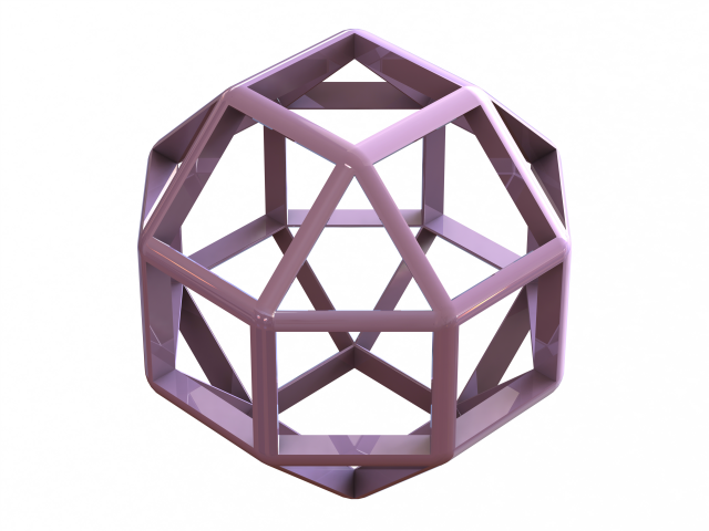 wireframe forma rombicubottaedro matematico arte archimede cubottaedro bordi facce geometria grande esagonale plastica solido piazza simmetria vertici punto 3D print model - Mito3D