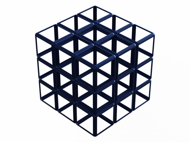 wireframe forma rubik cubo matematico arte geometria piazza rettangolare facce vertici rettangoli bordi lunghezza archimede solido uniforme plastica stampabile 3D print model - Mito3D