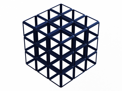 tel kafes şekil Rubik küp matematiksel Sanat geometri Meydan dikdörtgen yüzler köşeler dikdörtgenler kenarlar uzunluk arşimet katı üniforma plastik yazdırılabilir 3d print model - Mito3D