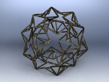 wireframe forma piccolo ditrigonale icosidodecaedro matematico arte geometria ditrigonario non convesso uniforme poliedro triangoli pentagrammi esagonale vertice figura poliedri plastica complesso 3d print model - Mito3D