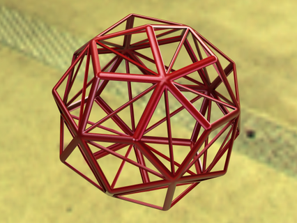 wireframe shape small triambic icosahedron mathematical art geometry star polyhedron regular hexagon faces edges vertices euler characteristic isohedron symmetric hexagonal hexecontahedron plastic 3d print model - Mito3D