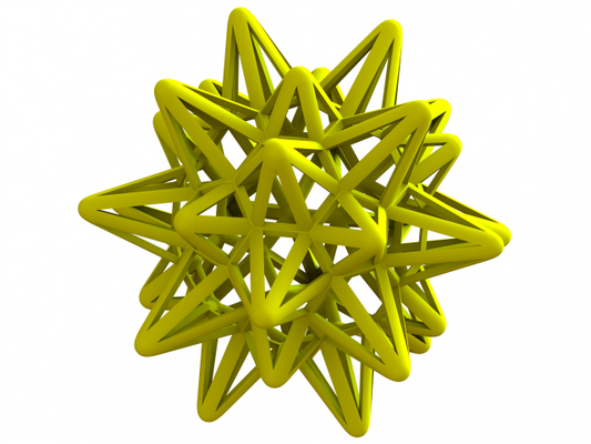 wireframe shape stellated truncated icosahedron 3d print model in mathematical art 3dexport geometry stellation icosahedral polyhedron star regular polyhedra forms symbol surface faces edges uniform 3d print model - Mito3D