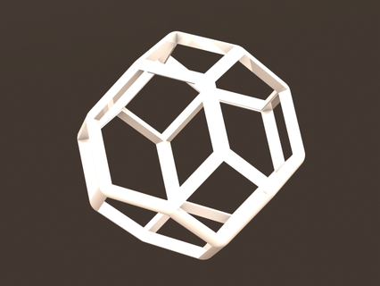 wireframe shape truncated octahedron mathematical art geometry archimedean pyramids faces hexagons squares edges vertices point symmetry zonohedron goldberg polyhedron cube plastic printable 3d print model - Mito3D